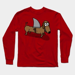 Wiener Dog with a Shark Fin Long Sleeve T-Shirt